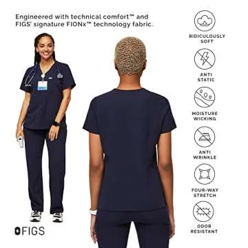 FIGS Catarina One-Pocket Scrub Top for Women — Navy Blue, M