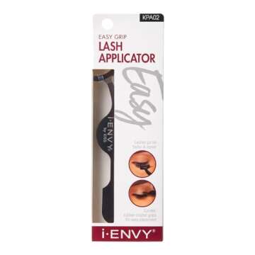 iENVY by Kiss Lash Applicator Tool, DIY Fales Eyelashes Extension Tweezers, Ease of Use & Grip, Fake Cluster Strip Lashes Remover Clip Tweezers Nipper (Black)