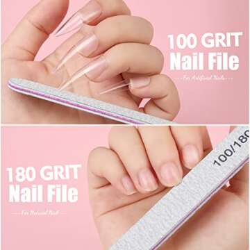 Clear Stiletto Nail Tips Full Cover, Teenitor 600pcs Long Nail Tips for Acrylic Nails, Long Acrylic Stiletto Fake Nail Tips with Glue, Clear Almond Stiletto False Nail Tips, Acrylic Nail Clipper, Nail Glue, Nail File Buffer