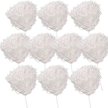 Anderson's Premium White School Spirit Shakers, Cheerleader Pom Poms, Sports Fan, Football, Basketball, Homecoming, Squad, Team, Party, Dance Club, Performance, Competition, Celebration Pack of 10