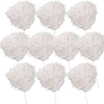 Anderson's Premium White School Spirit Shakers, Cheerleader Pom Poms, Sports Fan, Football, Basketball, Homecoming, Squad, Team, Party, Dance Club, Performance, Competition, Celebration Pack of 10