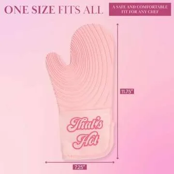 Paris Hilton Oven Mitt Set with Iconic That's HOT Design, Heat Resistant Pot Holders Featuring Non-Slip Textured Silicone Grips, 2-Piece Set, Pink