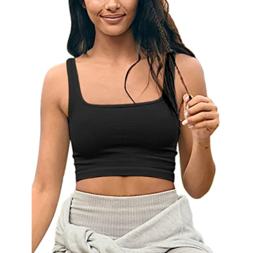 LASLULU Women’s Fitted Crop Tank Top for Summer Style