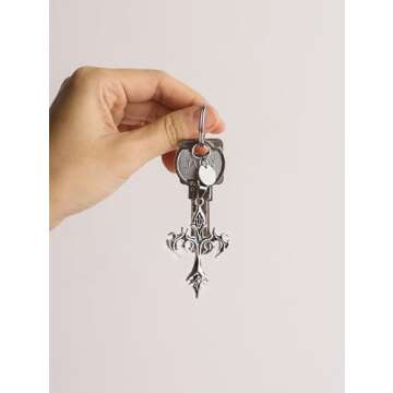 Sicina Gothic Punk Cross Keychain - Unique Emo Grunge Accessory