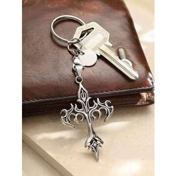 Gothic Punk Cross Keychain for Unique Style and Faith