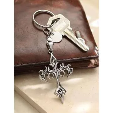 Gothic Punk Cross Keychain for Unique Style and Faith