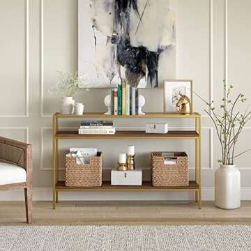 Henn&Hart Console Table Gold/Walnut for Stylish Decor