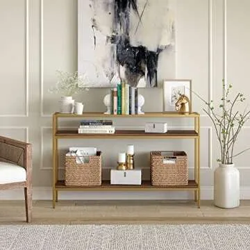 Henn&Hart Console Table Gold/Walnut for Stylish Decor