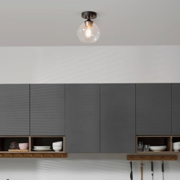 Globe Electric Harrow Semi-Flush Mount Ceiling Light - Modern Design