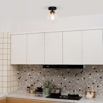 Globe Electric Harrow Semi-Flush Mount Ceiling Light - Modern Design