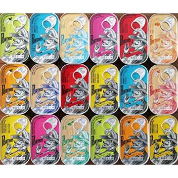 Porthos Sardines | Seafood Aficionado Choice Selection | 6 Pack | Portuguese Sardines Variety Pack | One of Each | Olive Oil, Spiced Olive Oil, Tomato, Spiced Tomato, Spiced Veg Oil AND Brine