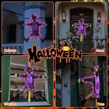 Halloween Decorations Outside, 43" Flying Crashing Witch into Tree Decorations Outside Halloween, Outdoor Halloween Decorations for Yard, Tree, Fence, Porch, Door, Window Light Halloween Decor