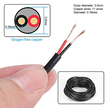 24 Gauge 2 Conductor Electrical Wire - Stranded PVC Copper Cable 100FT