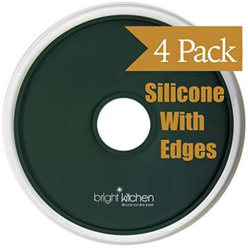 4 Fruit Leather Silicone Dehydrator Sheets with EDGES - NON-Toxic Compatible With Presto Round Dehyd...