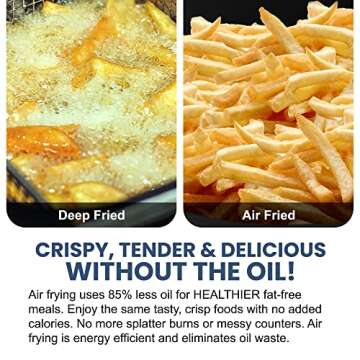 Elite Gourmet EAF5317D Digital 5.3Qt Hot Air Fryer 7 Menu Functions 1350W Oil-Less Healthy Cooker, Timer & Temperature Controls, PFOA/PTFE Free, Black