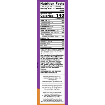 Annie's Organic Cheddar Squares Baked Cracker Snacks 7.5 oz