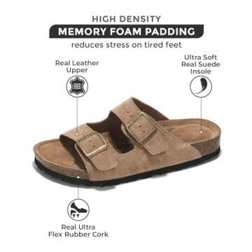 Project Cloud 100% Genuine Leather Flat Sandals Women Comfortable Beach Essentials Womens Sandals Me...