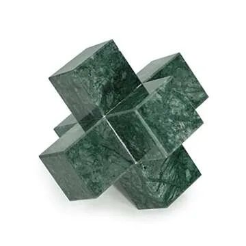 DreamsEden Geometric Sculpture, Small Green Marble Decorative Ornaments Modern Home Decor Accent Pap...