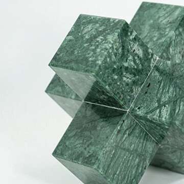 DreamsEden Geometric Sculpture, Small Green Marble Decorative Ornaments Modern Home Decor Accent Paperweight