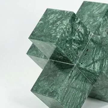 DreamsEden Geometric Sculpture, Small Green Marble Decorative Ornaments Modern Home Decor Accent Paperweight