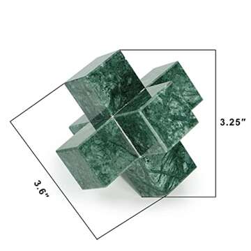 DreamsEden Geometric Sculpture, Small Green Marble Decorative Ornaments Modern Home Decor Accent Paperweight