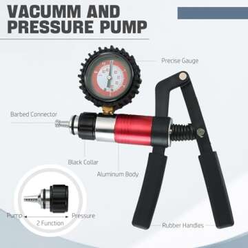 DASBET 21PCS Hand Held Vacuum Pressure Pump Tester Set 2 in 1 Brake Bleeder Kit Brake Clutch Fluid Bleeder Tool Kit for Automotive with Gauge Adapters Brake System Bleeding Tools (Blue)