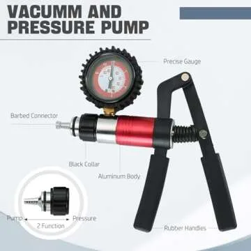 DASBET 21PCS Hand Held Vacuum Pressure Pump Tester Set 2 in 1 Brake Bleeder Kit Brake Clutch Fluid Bleeder Tool Kit for Automotive with Gauge Adapters Brake System Bleeding Tools (Blue)