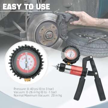 DASBET 21PCS Hand Held Vacuum Pressure Pump Tester Set 2 in 1 Brake Bleeder Kit Brake Clutch Fluid Bleeder Tool Kit for Automotive with Gauge Adapters Brake System Bleeding Tools (Blue)