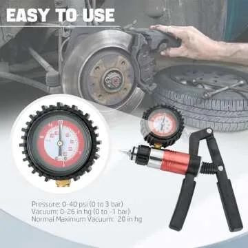 DASBET 21PCS Hand Held Vacuum Pressure Pump Tester Set 2 in 1 Brake Bleeder Kit Brake Clutch Fluid Bleeder Tool Kit for Automotive with Gauge Adapters Brake System Bleeding Tools (Blue)