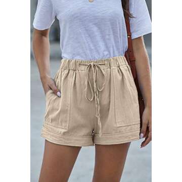 Acelitt Women Casual Fashion Summer 2024 Shorts Comfy Drawstring Elastic Waist Vacation Beach Linen ...