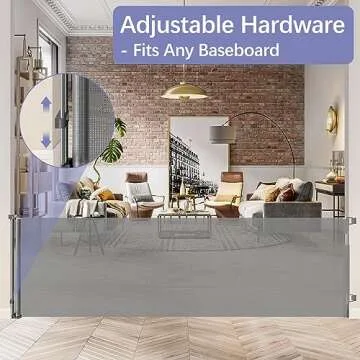 KISKIZ 42 Inch Tall X 100 Wide Retractable Baby Gates Extra Dog Gate Tall for Dogs Indoor Tall Pet Long Large Openings Outdoor Tall Deck Gate, Gray TB-456416