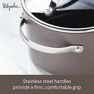 Ayesha Curry Kitchenware Professional Hard Anodized Nonstick Sauce Pot/Saucepot/Saucepan with Lid, 4 Quart, Charcoal