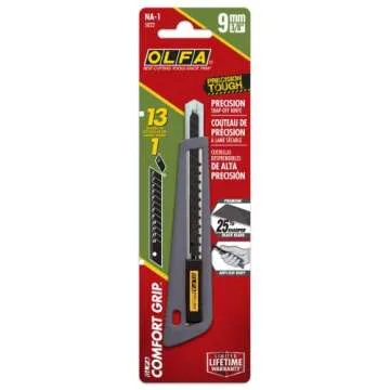 OLFA 9mm Rubber Grip Utility Knife (NA-1) - Multi-Purpose Retractable Precision Knife w/Anti-Slip Rubber Handle & Snap-Off Blade, Replacement Blades: Any OLFA 9mm Blade