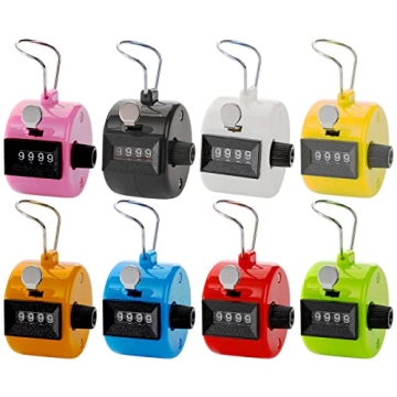 Tebery 8 Pack Handheld Tally Counter 4 Digit Mechanical Palm Clicker Counter, Assorted Color Number ...