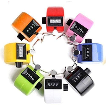 Tebery 8 Pack Handheld Tally Counter 4 Digit Mechanical Palm Clicker Counter, Assorted Color Number Counter/Pitchers Scores Counter/Crochet for Coaching, Knitting, People, Lap, Fishing, Golf