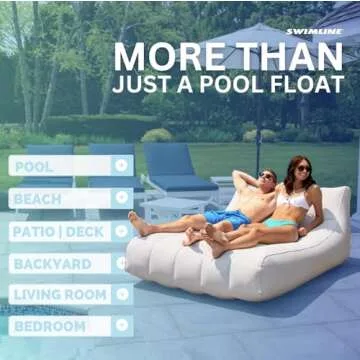 SWIMLINE Original Cloud Chaise XL Pool Lake Float Lounger Raft for Adults & Kids | Comfortable Fabric Foam Texture for Floating & Backyard Lounging | Connect Multi Floats with Bungees