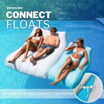 SWIMLINE Original Cloud Chaise XL Pool Lake Float Lounger Raft for Adults & Kids | Comfortable Fabric Foam Texture for Floating & Backyard Lounging | Connect Multi Floats with Bungees