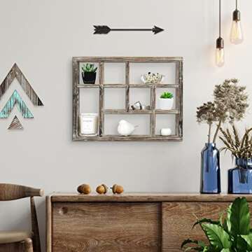 Rustic Multi-Slot Shelf Display for Home Decor