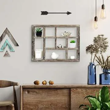 Rustic Multi-Slot Shelf Display for Home Decor