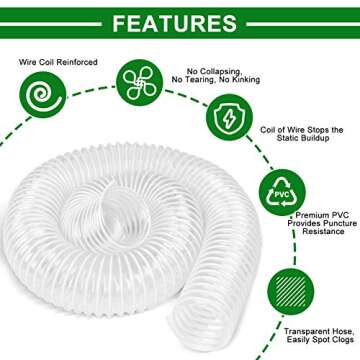 HOSOM 2 1/2" x 10' Dust Collection Hose for Woodshops