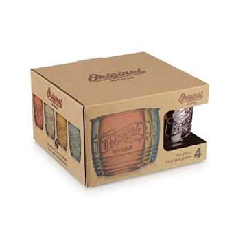 Glaver's Set Of 4 Original Mason Collins Glasses Assorted Colored Drinking Glasses For Juice Smoothies Cocktails Fine Beverage Glass Cups (Original Mason Whiskey Colored 13 OZ.)