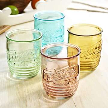 Glaver's Set Of 4 Original Mason Collins Glasses Assorted Colored Drinking Glasses For Juice Smoothies Cocktails Fine Beverage Glass Cups (Original Mason Whiskey Colored 13 OZ.)