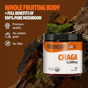FreshCap Chaga Mushroom Powder - Immune Support 14,000mg