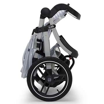 babyGap Trek Jogging Stroller - Lightweight Jogging Stoller with Extendable Canopy & Reclining Seat - Includes Car Seat Adapter - Made with Sustainable Materials, Grey Stripes
