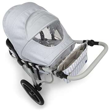 babyGap Trek Jogging Stroller - Lightweight Jogging Stoller with Extendable Canopy & Reclining Seat - Includes Car Seat Adapter - Made with Sustainable Materials, Grey Stripes