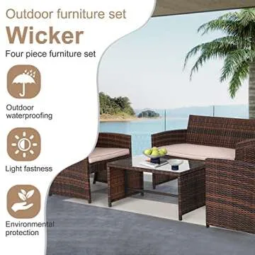 FDW 4 Pieces Outdoor Patio Furniture Set for All Spaces