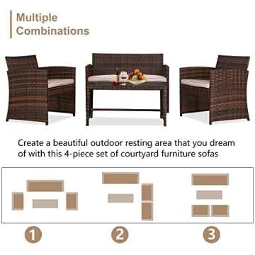 FDW 4 Pieces Outdoor Patio Furniture Set for All Spaces
