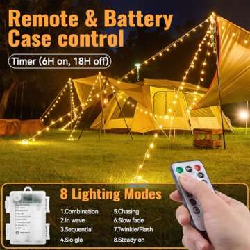 WERTIOO 33ft 100 LEDs Battery Operated String Lights Globe Fairy Lights with Remote Control for Outdoor/Indoor, Tent, Camping, Bedroom,Garden,Christmas Tree[8 Modes,Timer ] (Warm White)