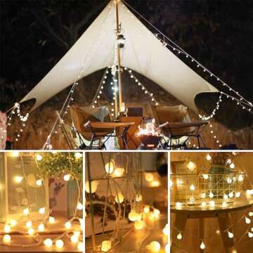 WERTIOO 33ft 100 LEDs Battery Operated String Lights Globe Fairy Lights with Remote Control for Outdoor/Indoor, Tent, Camping, Bedroom,Garden,Christmas Tree[8 Modes,Timer ] (Warm White)