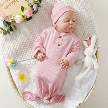 NZRVAWS Organic Cotton Baby Gown Set for Newborns